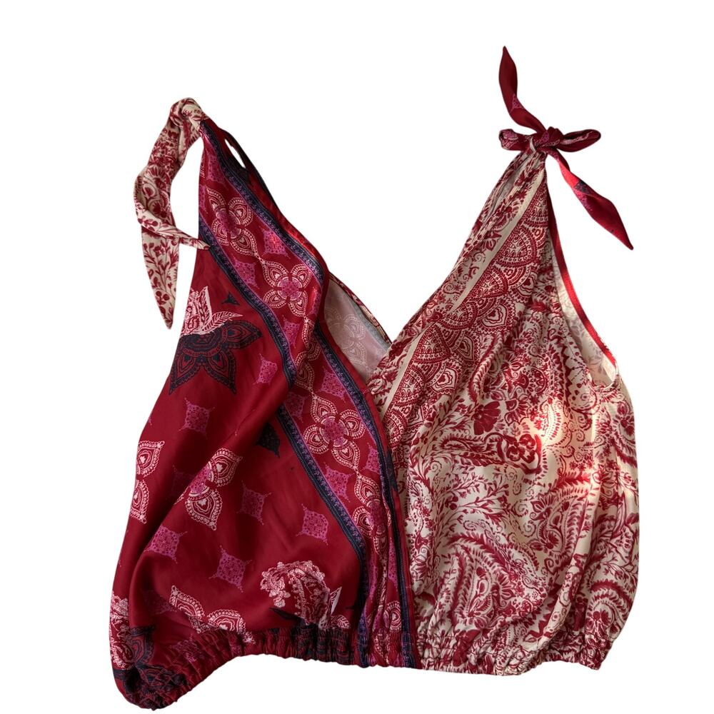 NWOT Free People Tied to You Sleeveless Tank Top Red Paisley - xs - Picture 4 of 6